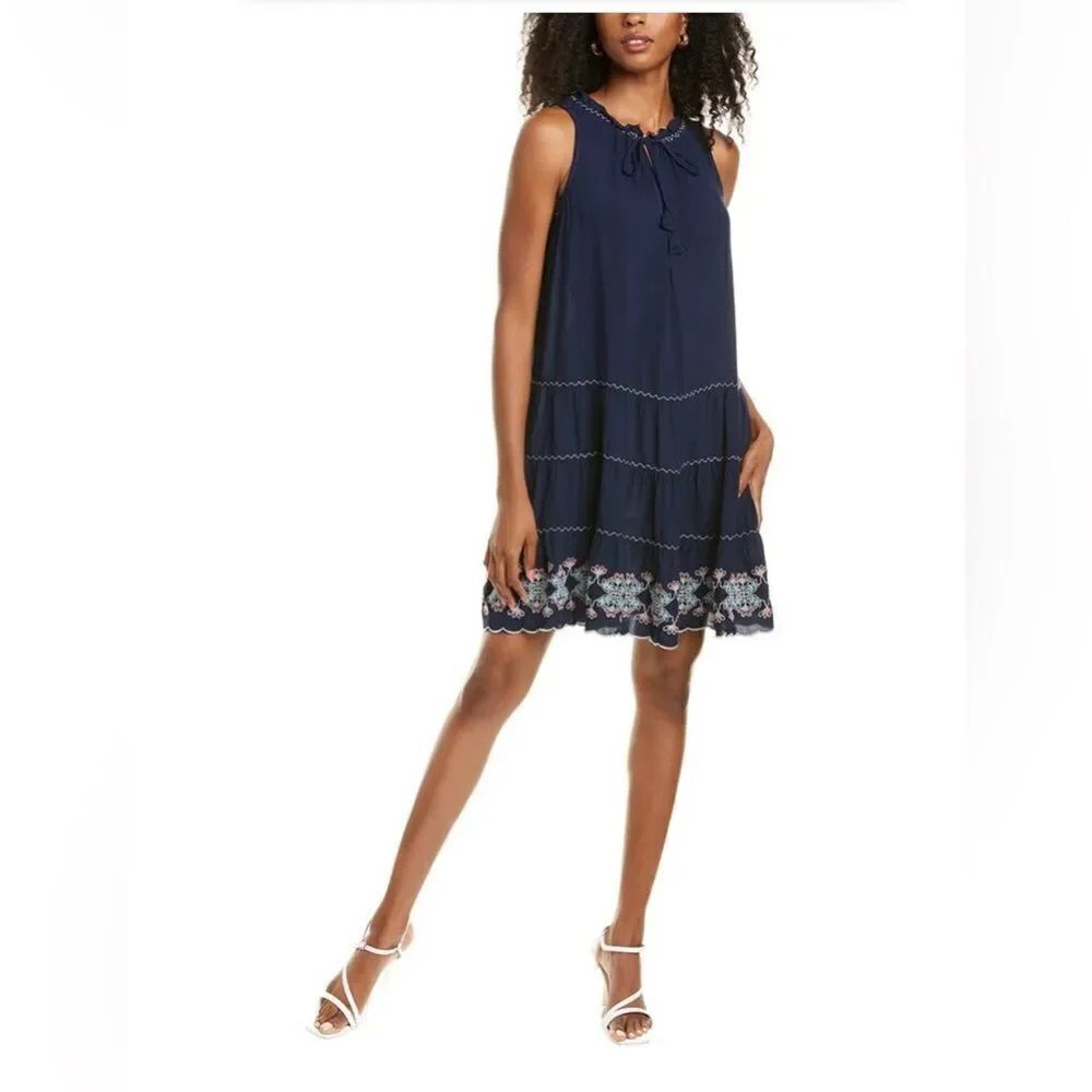 NWT Max Studio Bohemian dress size L Black floral/solid pattern no flaws